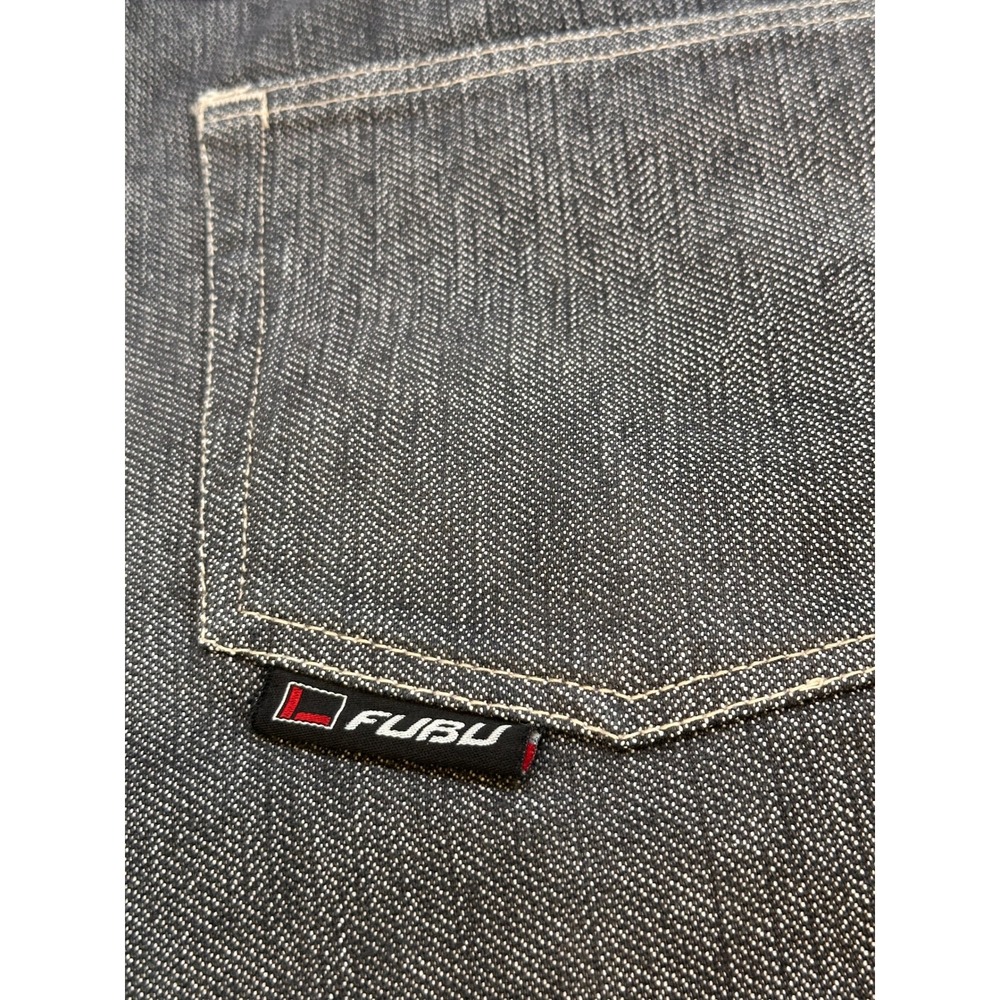 Vtg FUBU Baggy Jeans Mens 40x34 (Actual 36x31) Black Denim Wide Leg 90s Hip Hop - Picture 14 of 16